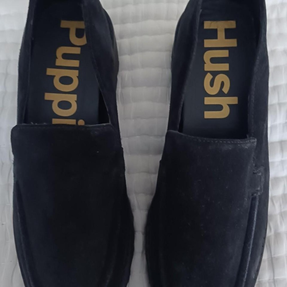 Hush Puppies‎ Lucy Loafer Women's 10 Black Chunky Platform Suede Leather Casual